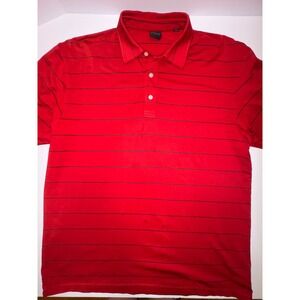 Mens Red Stripe Golf Polo Shirt Dunning Golf Short Sleeve Button Up Size Xlarge